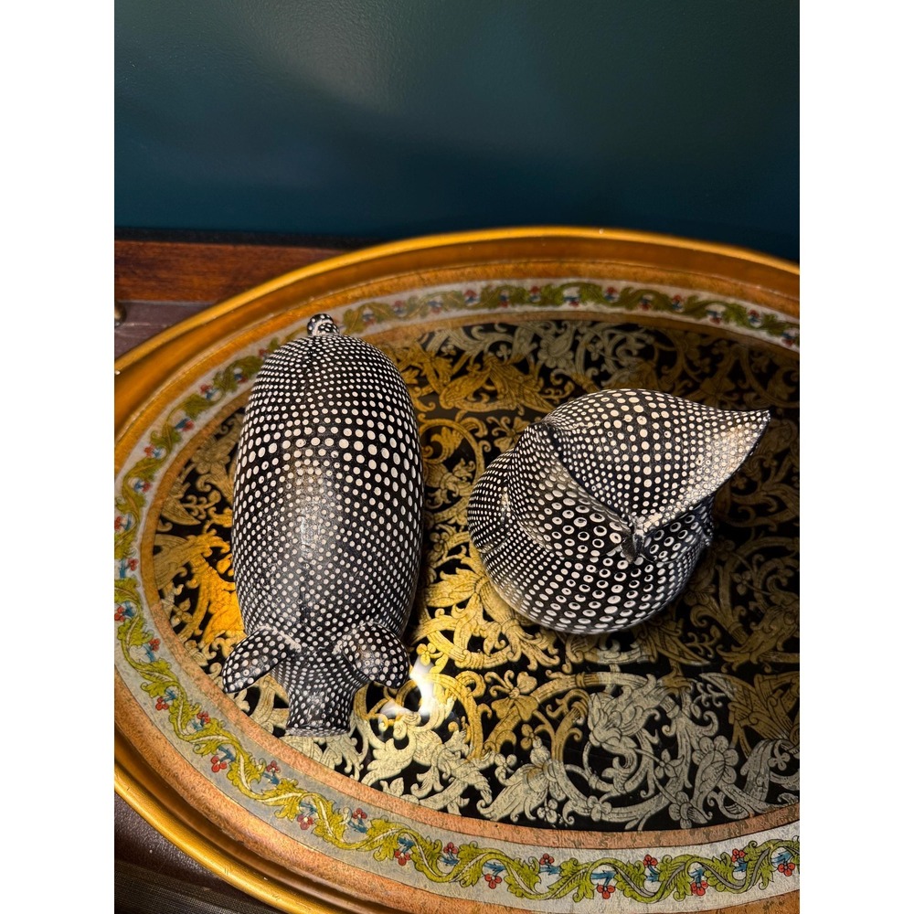 Pier 1 Imports Black & White Polka Dot Pig and Owl Figurine Set - Picture 14 of 15